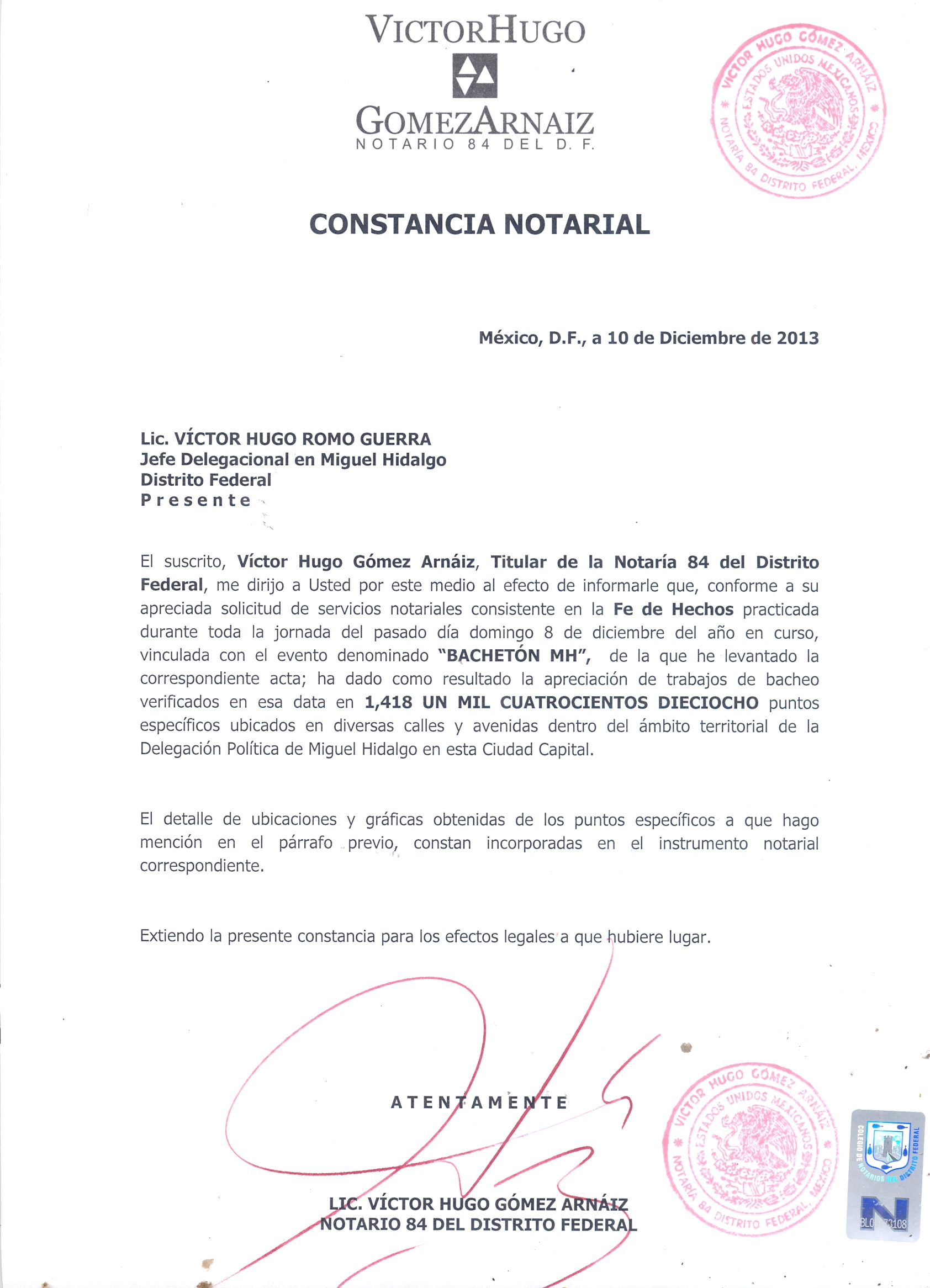 Avala notario Bachetón MH; se supera expectativa