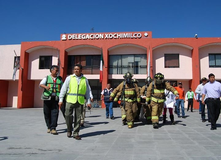REFUERZAN EN XOCHIMILCO CULTURA DE LA PREVENCIÓN  A TRAVÉS DE SIMULACRO DE INCENDIO
