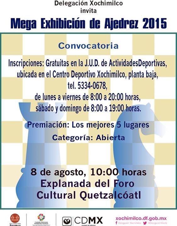 REALIZARÁ XOCHIMILCO MEGA EXHIBICIÓN DE AJEDREZ