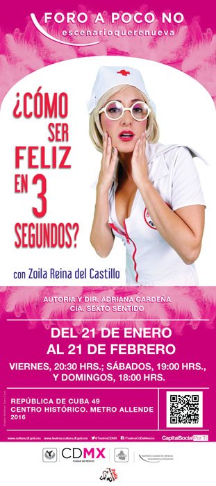 Ofrecerán a€œterapiaa€ sobre Cómo ser feliz en tres segundos en el teatro cabaret del Foro A Poco No