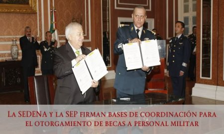 LA SEDENA Y LA SEP FIRMAN BASES DE COORDINACIÃ“N PARA EL OTORGAMIENTO DE BECAS A PERSONAL MILITAR