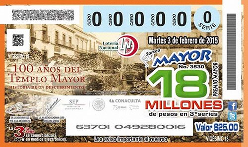 SORTEO DE LA LOTERÍA CELEBRA 100 AÑOS DEL HALLAZGO DEL TEMPLO MAYOR