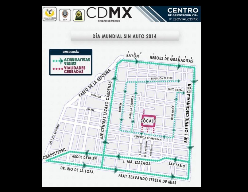 CERRARÁN ZÓCALO A AUTOS POR #DÍAMUNDIALSINAUTO
