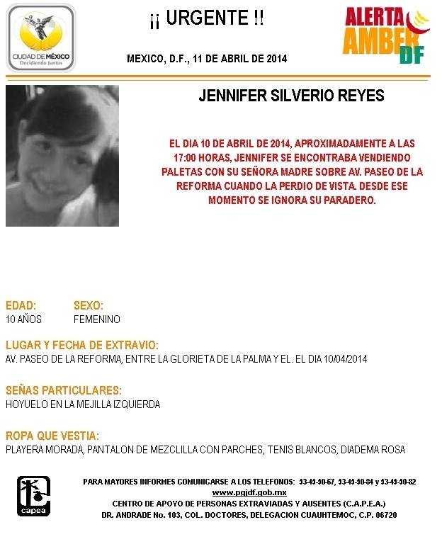 PGJDF MOVILIZA ALERTA AMBER PARA LOCALIZAR A MENOR