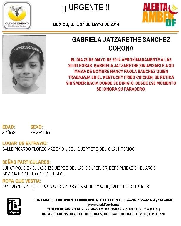 ACTIVÓ PGJDF ALERTA AMBER