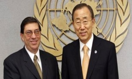 RECIBE BAN KI MOON A CANCILLER CUBANO 